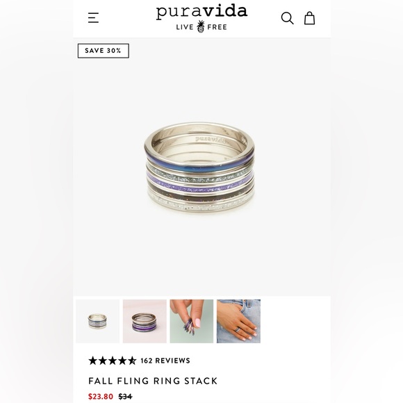 NWOT Pura Vida Fall Fling ring stack size 7 - Picture 5 of 5